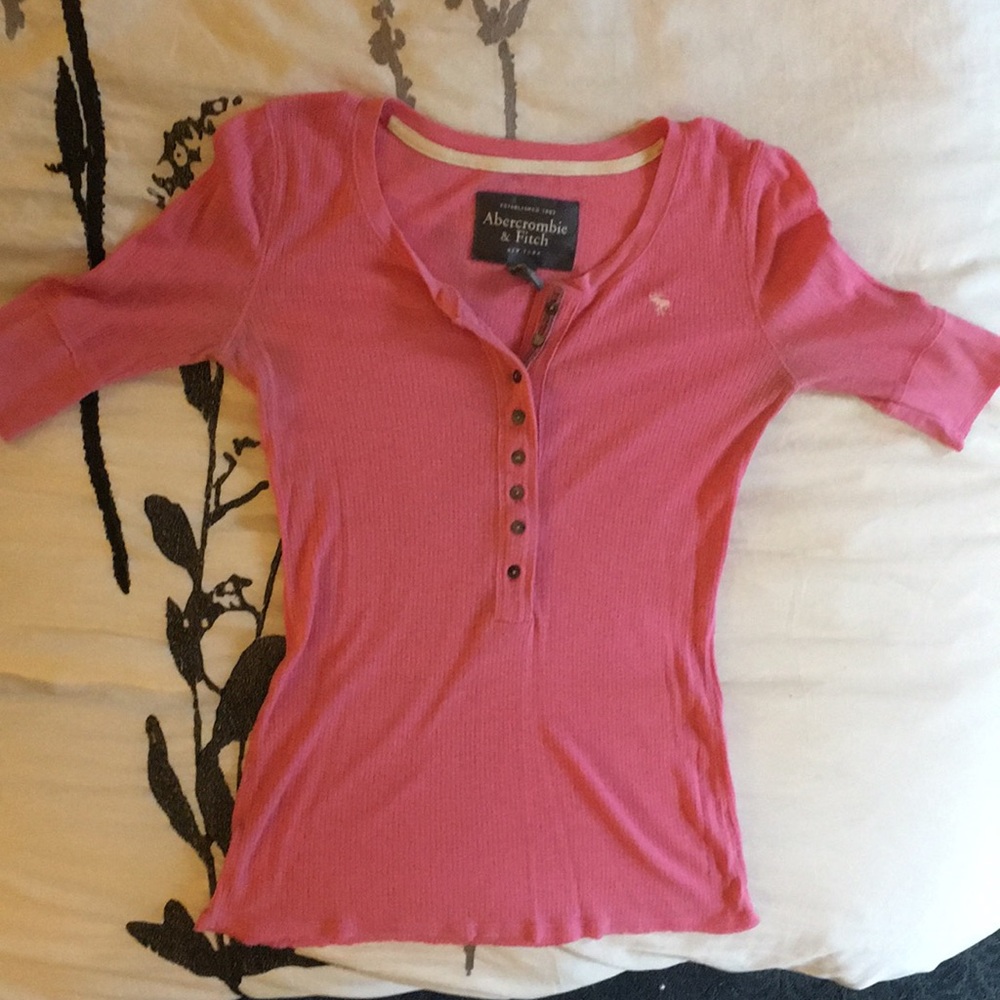 Pink button down Abercrombie & Fitch tee